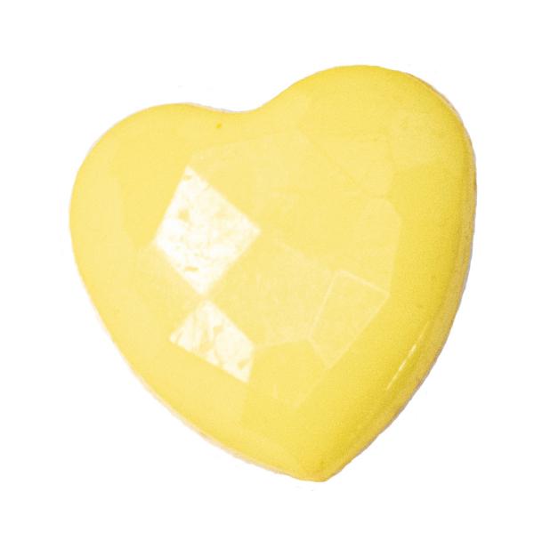 Kids button as heart out plastic in light yellow 14 mm 0,55 inch